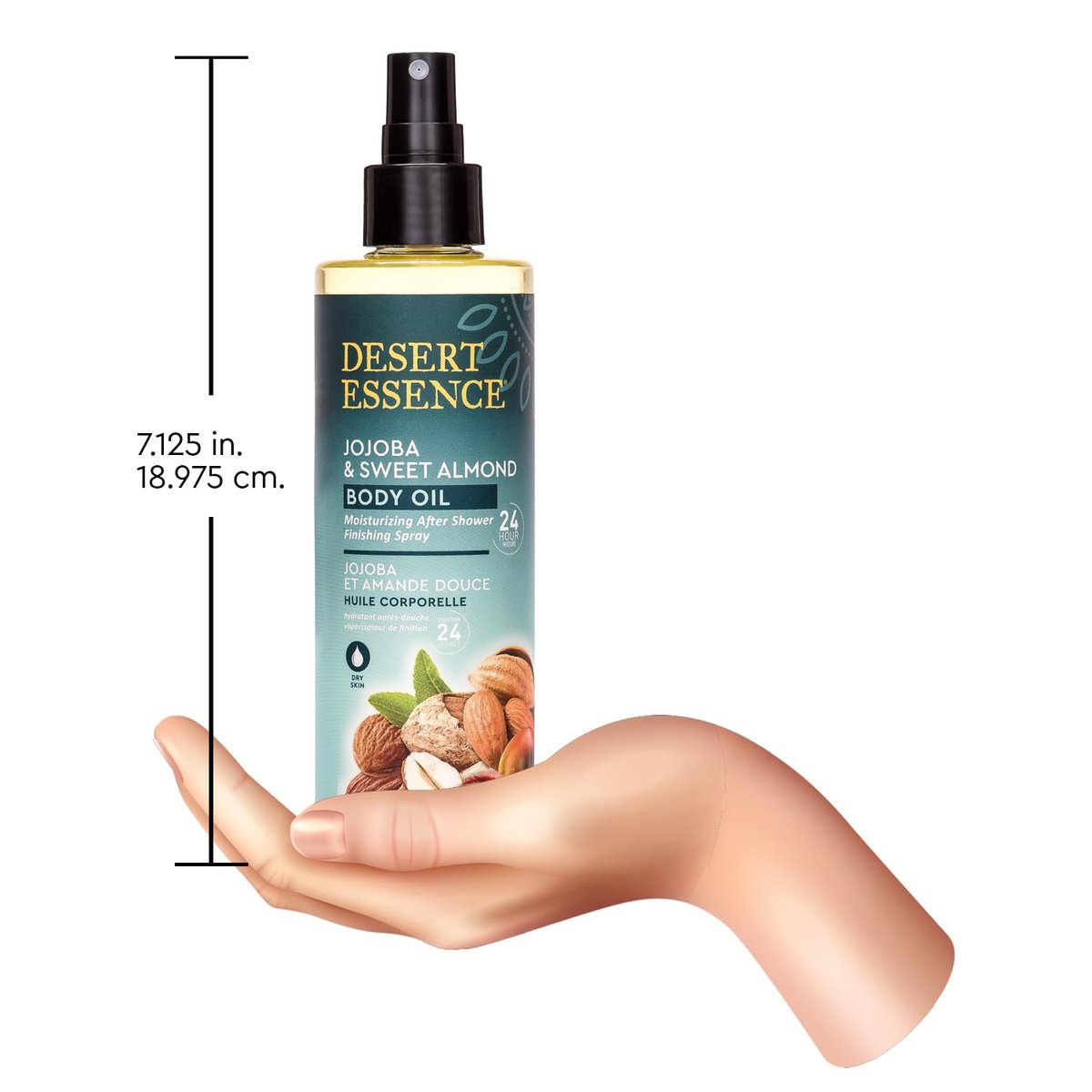 Desert Essence Jojoba & Sweet Almond Body Oil Spray - 8.28 fl oz, Gluten-Free, Vegan, Cruelty-Free, 24-Hour Moisture, Soothes Sensitive Skin, Illuminating Body Spray Avelisse
