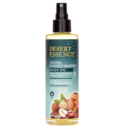 Desert Essence Jojoba & Sweet Almond Body Oil Spray - 8.28 fl oz, Gluten-Free, Vegan, Cruelty-Free, 24-Hour Moisture, Soothes Sensitive Skin, Illuminating Body Spray Avelisse