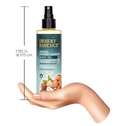 Desert Essence Jojoba & Sweet Almond Body Oil Spray - 8.28 fl oz, Gluten-Free, Vegan, Cruelty-Free, 24-Hour Moisture, Soothes Sensitive Skin, Illuminating Body Spray Avelisse