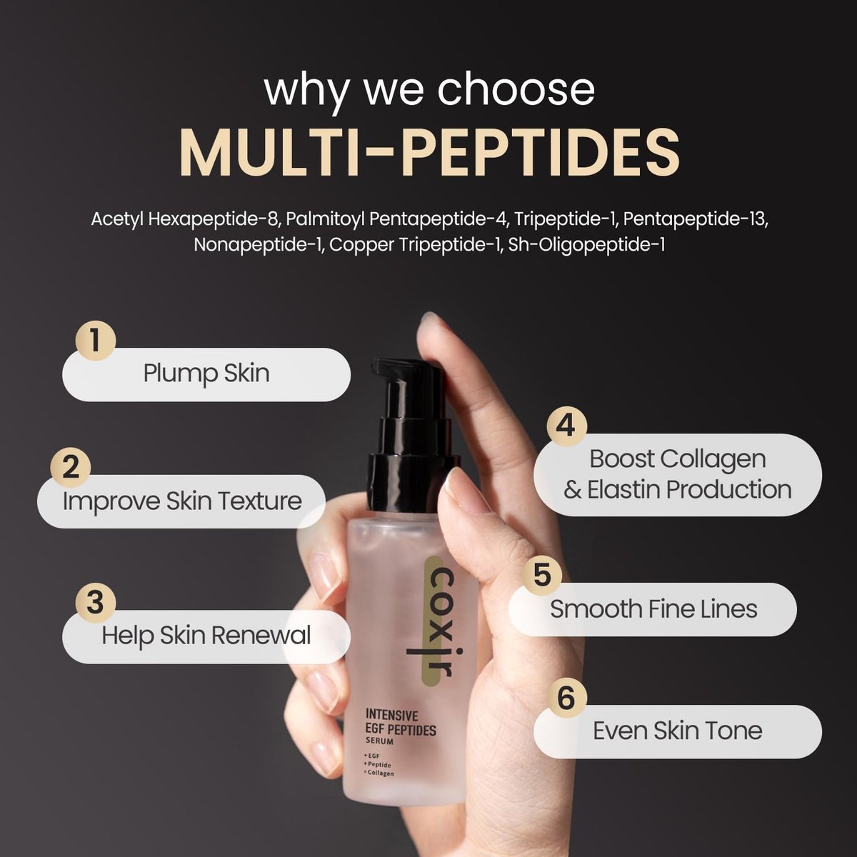 Coxir Intensive EGF Peptides Serum – Korean Firming & Hydrating Face Serum with Epidermal Growth Factor - görsel 13