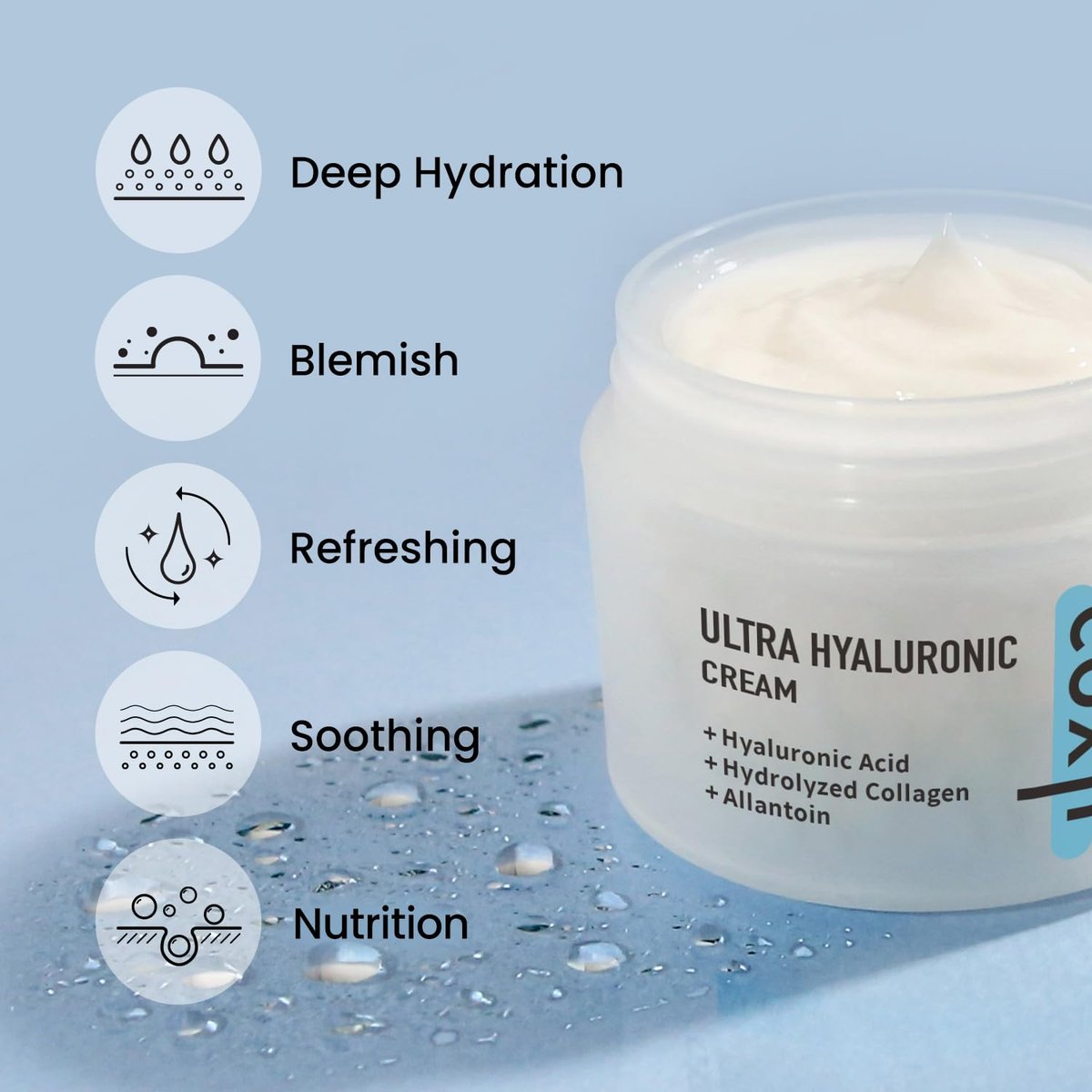 coxir Ultra Hyaluronic Cream – Intense Hydration Moisturizer for Dry, Dehydrated Skin | Hyaluronic Acid & Aloe Vera | Lightweight Korean Face Cream for Winter Dryness & Glowing Skin 50ml (1.69 fl oz) - görsel 5