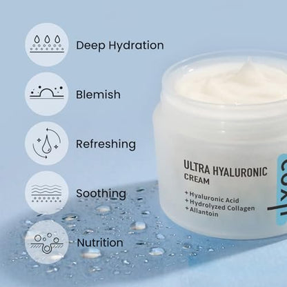 coxir Ultra Hyaluronic Cream – Intense Hydration Moisturizer for Dry, Dehydrated Skin | Hyaluronic Acid & Aloe Vera | Lightweight Korean Face Cream for Winter Dryness & Glowing Skin 50ml (1.69 fl oz)