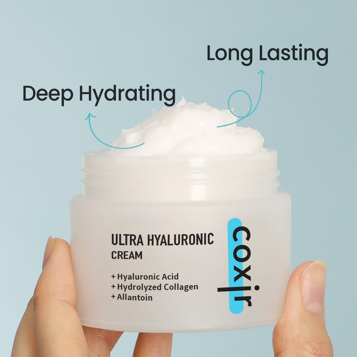 coxir Ultra Hyaluronic Cream – Intense Hydration Moisturizer for Dry, Dehydrated Skin | Hyaluronic Acid & Aloe Vera | Lightweight Korean Face Cream for Winter Dryness & Glowing Skin 50ml (1.69 fl oz) - görsel 11