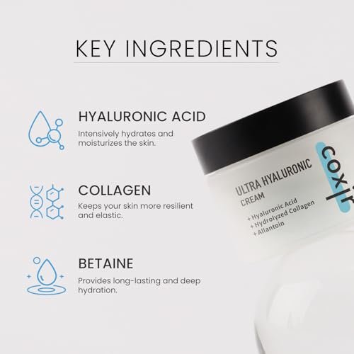 coxir Ultra Hyaluronic Cream – Intense Hydration Moisturizer for Dry, Dehydrated Skin | Hyaluronic Acid & Aloe Vera | Lightweight Korean Face Cream for Winter Dryness & Glowing Skin 50ml (1.69 fl oz) - görsel 8