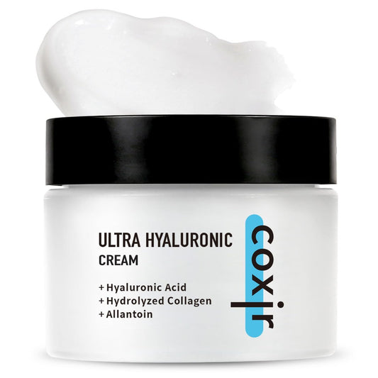 coxir Ultra Hyaluronic Cream – Intense Hydration Moisturizer for Dry, Dehydrated Skin | Hyaluronic Acid & Aloe Vera | Lightweight Korean Face Cream for Winter Dryness & Glowing Skin 50ml (1.69 fl oz)