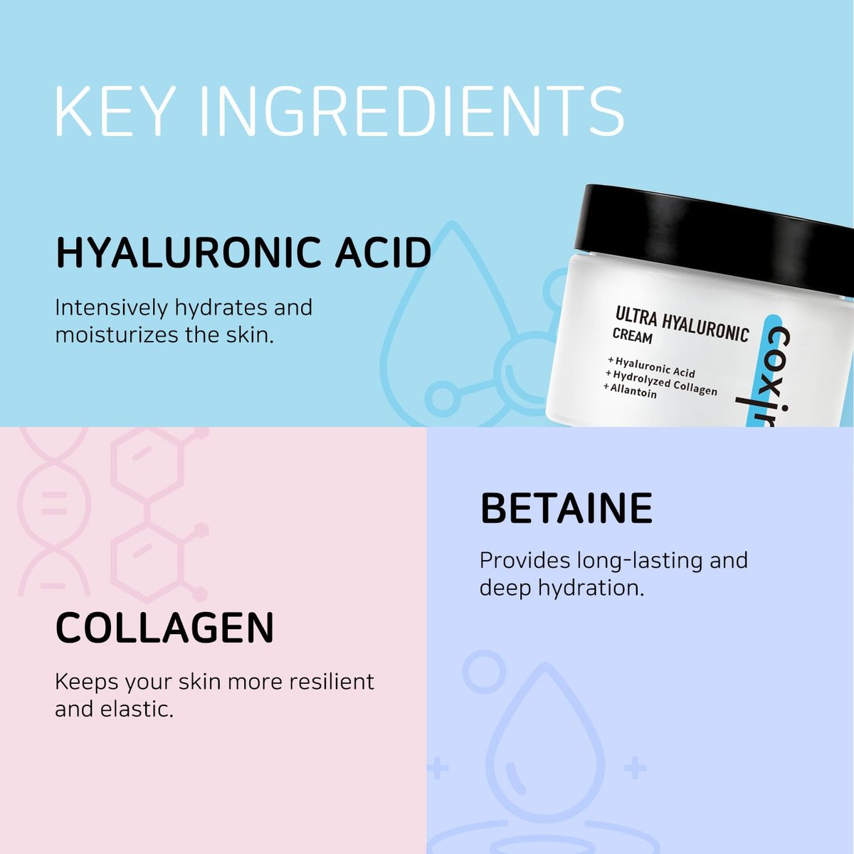 coxir Ultra Hyaluronic Cream – Intense Hydration Moisturizer for Dry, Dehydrated Skin | Hyaluronic Acid & Aloe Vera | Lightweight Korean Face Cream for Winter Dryness & Glowing Skin 50ml (1.69 fl oz) - görsel 9