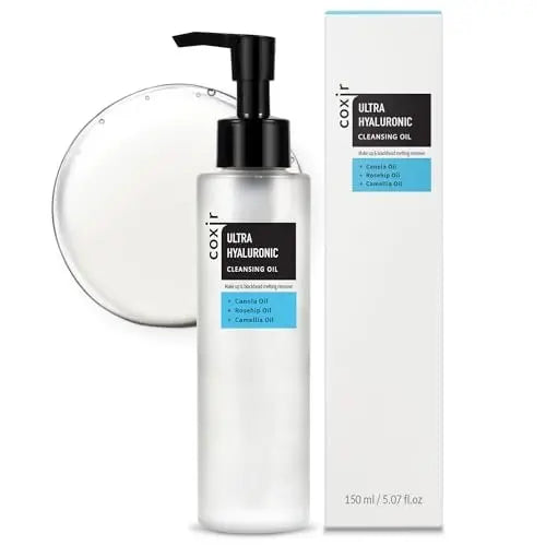 coxir Ultra Hyaluronic Cleansing Oil - Gentle Korean Oil Cleanser for Makeup Removal, Blackheads & Pore Care, Multi-Layer Hyaluronic Acid, Vegan & Non-Comedogenic, 5.07 fl oz Avelisse