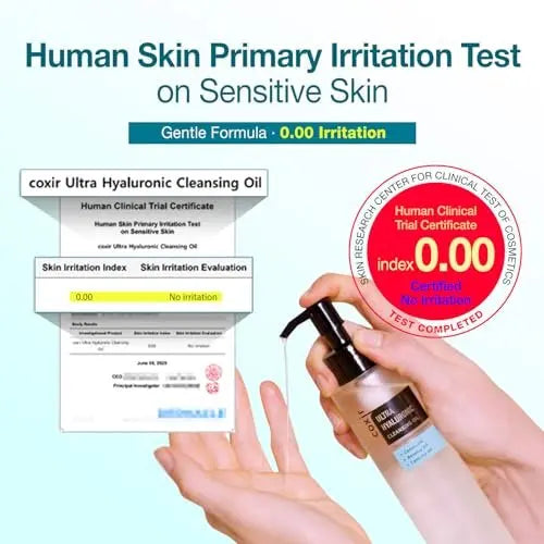coxir Ultra Hyaluronic Cleansing Oil - Gentle Korean Oil Cleanser for Makeup Removal, Blackheads & Pore Care, Multi-Layer Hyaluronic Acid, Vegan & Non-Comedogenic, 5.07 fl oz Avelisse