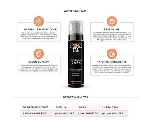 Bronze Tan Self Tanner Mousse Dark Self Tan Foam - Sunless Tanner for All Skin Tones, Salon Quality, Vanilla Scented (200 ml/6.7 oz) Avelisse