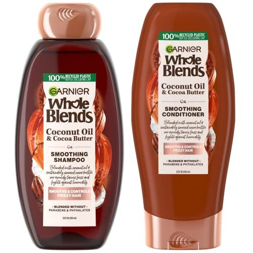 Garnier Whole Blends Coconut Oil & Cocoa Butter Smoothing Shampoo and Conditioner Set for Frizzy Hair, 22 Fl Oz (2 Items) - görsel 2