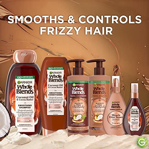 Garnier Whole Blends Coconut Oil & Cocoa Butter Smoothing Shampoo and Conditioner Set for Frizzy Hair, 22 Fl Oz (2 Items) - görsel 6