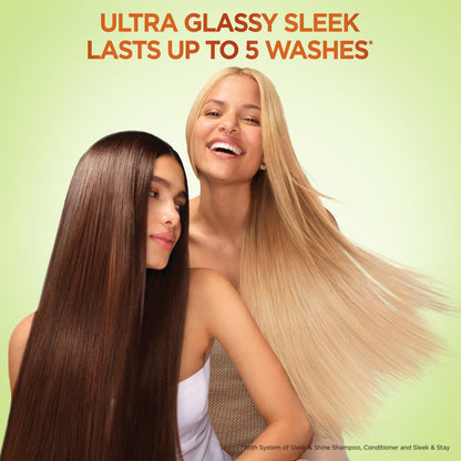 Garnier Fructis Sleek & Shine Shampoo, Conditioner & Anti-Frizz Serum Set for Frizzy, Dry Hair with Argan Oil - 3 Piece Kit Avelisse