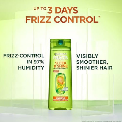 Garnier Fructis Sleek & Shine Shampoo, Conditioner & Anti-Frizz Serum Set for Frizzy, Dry Hair with Argan Oil - 3 Piece Kit Avelisse