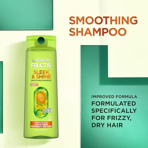 Garnier Fructis Sleek & Shine Shampoo, Conditioner & Anti-Frizz Serum Set for Frizzy, Dry Hair with Argan Oil - 3 Piece Kit Avelisse