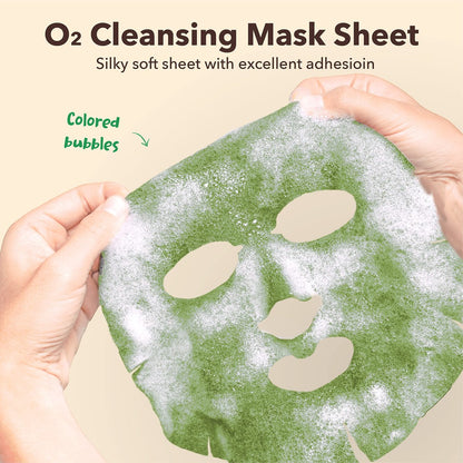 PUREDERM Deep Purifying Green O2 Bubble Mask - 5 Pack, 0.88 oz Each, Korean Beauty Bubble Mask for Deep Cleansing and Pore Care