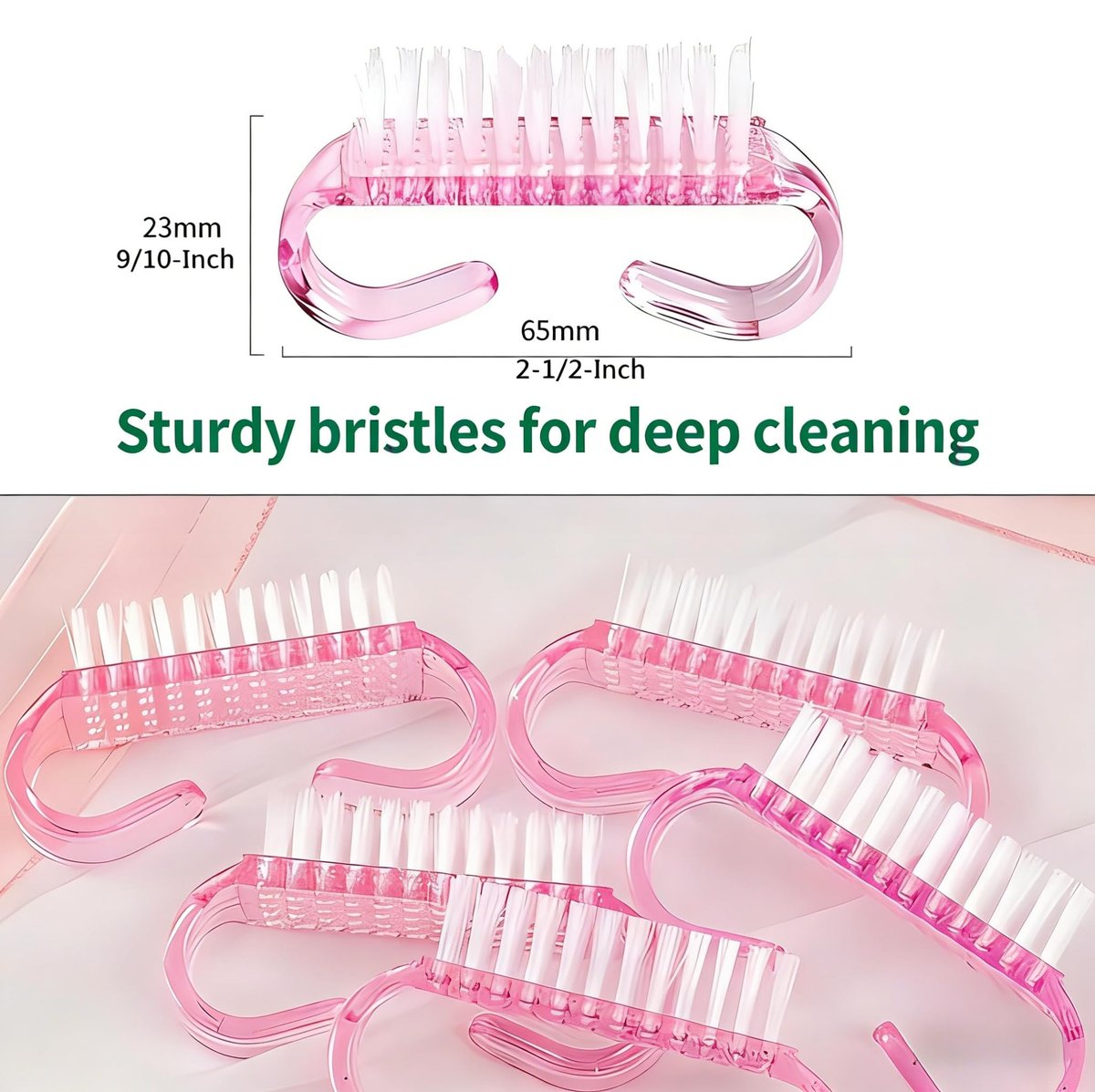 12-Pack Handle Grip Nail Brush (Assorted Colors) – Fingernail Scrub Cleaning Brushes for Men and Women, Pedicure Brush Set - görsel 7