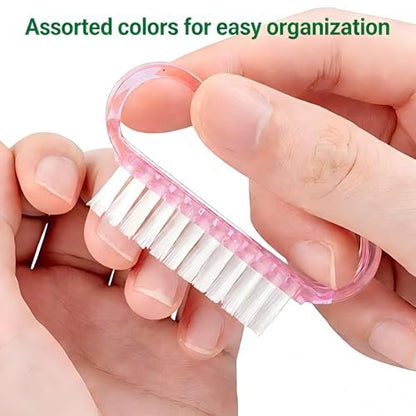 12-Pack Handle Grip Nail Brush (Assorted Colors) – Fingernail Scrub Cleaning Brushes for Men and Women, Pedicure Brush Set