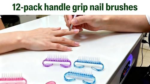 12-Pack Handle Grip Nail Brush (Assorted Colors) – Fingernail Scrub Cleaning Brushes for Men and Women, Pedicure Brush Set - görsel 6