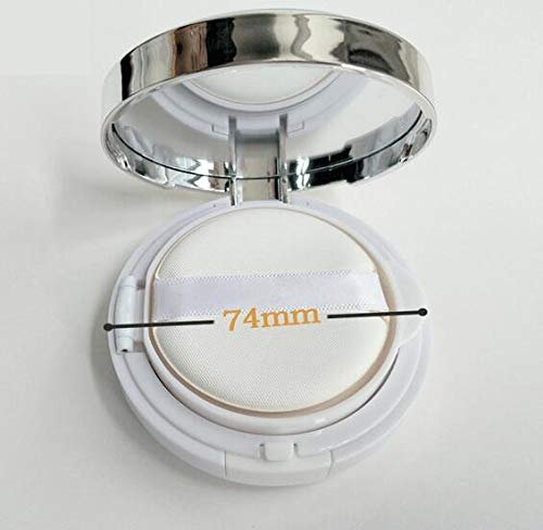 DNHCLL White Empty Luxurious Portable Air Cushion Puff Box - 15ml/0.5oz Glass BB Cream Container with Mirror and Sponge Avelisse
