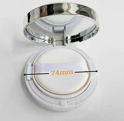 DNHCLL White Empty Luxurious Portable Air Cushion Puff Box - 15ml/0.5oz Glass BB Cream Container with Mirror and Sponge Avelisse