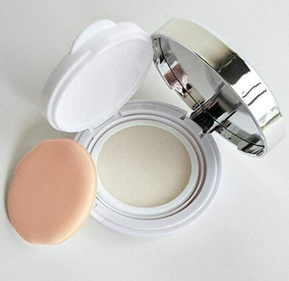 DNHCLL White Empty Luxurious Portable Air Cushion Puff Box - 15ml/0.5oz Glass BB Cream Container with Mirror and Sponge Avelisse