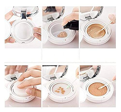 DNHCLL White Empty Luxurious Portable Air Cushion Puff Box - 15ml/0.5oz Glass BB Cream Container with Mirror and Sponge Avelisse