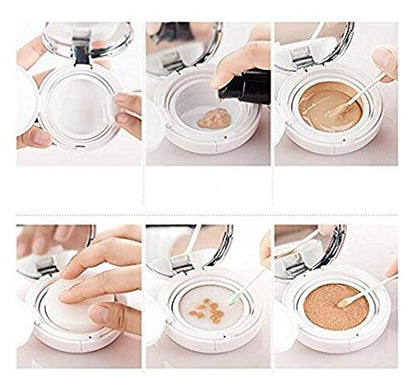 DNHCLL White Empty Luxurious Portable Air Cushion Puff Box - 15ml/0.5oz Glass BB Cream Container with Mirror and Sponge Avelisse