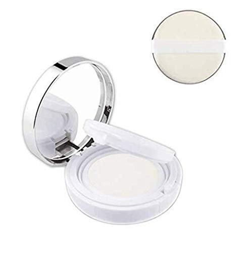 DNHCLL White Empty Luxurious Portable Air Cushion Puff Box - 15ml/0.5oz Glass BB Cream Container with Mirror and Sponge Avelisse