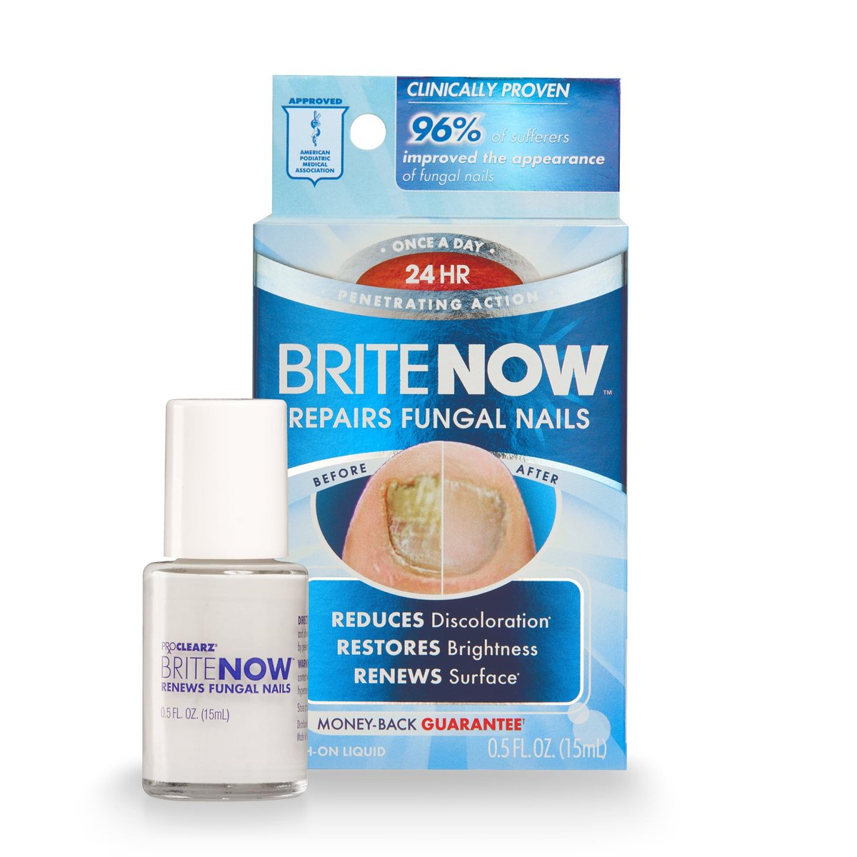 ProClearz Brite Now Nail Treatment – Restore Damaged & Discolored Nails with Peel-Away Technology, 0.5 oz Avelisse