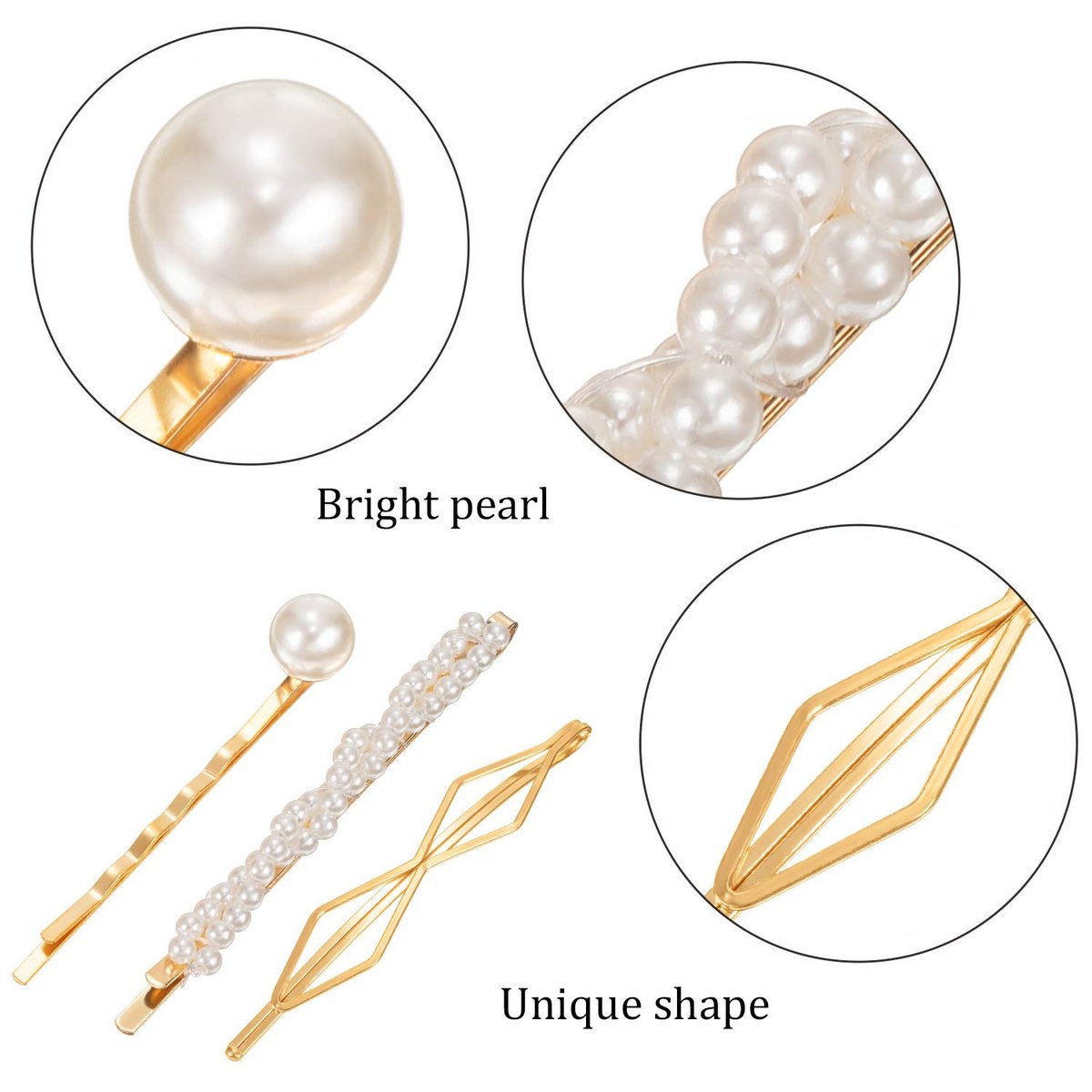 Yaomiao 17 Pieces Gold Hair Pins Set - Geometric Bobby Pins & Barrettes, Metal Decorative Hair Clips for Women, Wedding & Party Styling - görsel 3