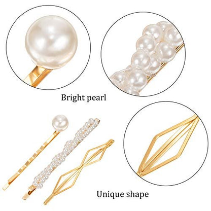 Yaomiao 17 Pieces Gold Hair Pins Set - Geometric Bobby Pins & Barrettes, Metal Decorative Hair Clips for Women, Wedding & Party Styling