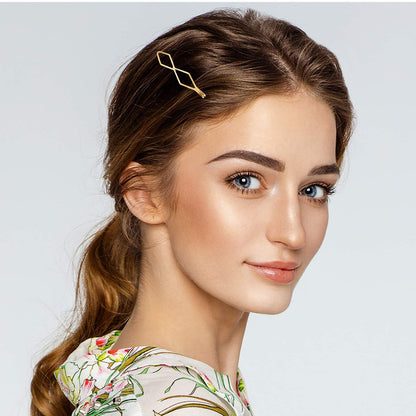 Yaomiao 17 Pieces Gold Hair Pins Set - Geometric Bobby Pins & Barrettes, Metal Decorative Hair Clips for Women, Wedding & Party Styling