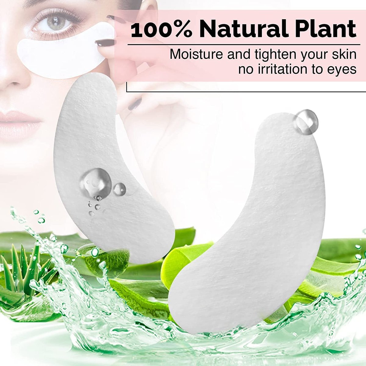 GreenLife Natural Hydrogel Eye Gel Pads - 100 Pairs Collagen & Aloe Vera Under Eye Patches for Eyelash Extensions - görsel 3