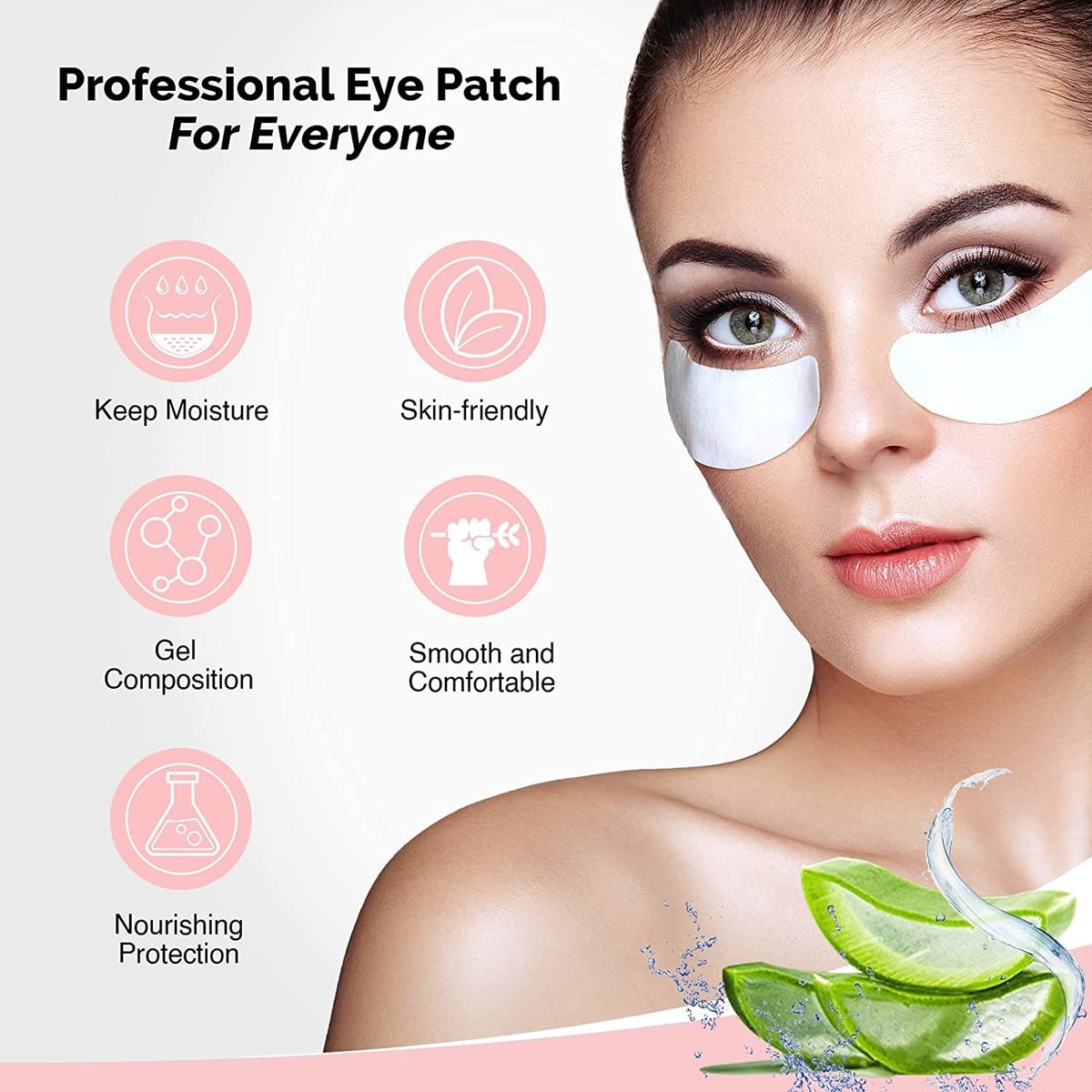 GreenLife Natural Hydrogel Eye Gel Pads - 100 Pairs Collagen & Aloe Vera Under Eye Patches for Eyelash Extensions - görsel 5