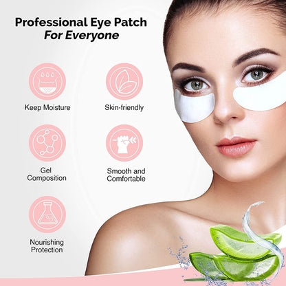 GreenLife Natural Hydrogel Eye Gel Pads - 100 Pairs Collagen & Aloe Vera Under Eye Patches for Eyelash Extensions