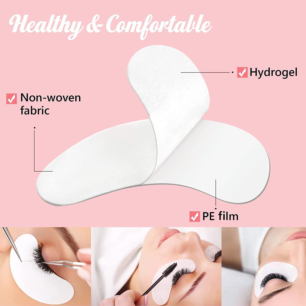 GreenLife Natural Hydrogel Eye Gel Pads - 100 Pairs Collagen & Aloe Vera Under Eye Patches for Eyelash Extensions - görsel 9
