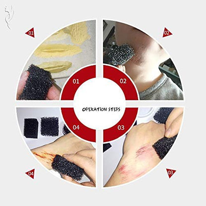 MEICOLY Stipple Sponge - 3-Pack Black Synthetic Makeup Sponges for Halloween SFX, Bruise, Blood, Scar, Stubble & Wound Effects