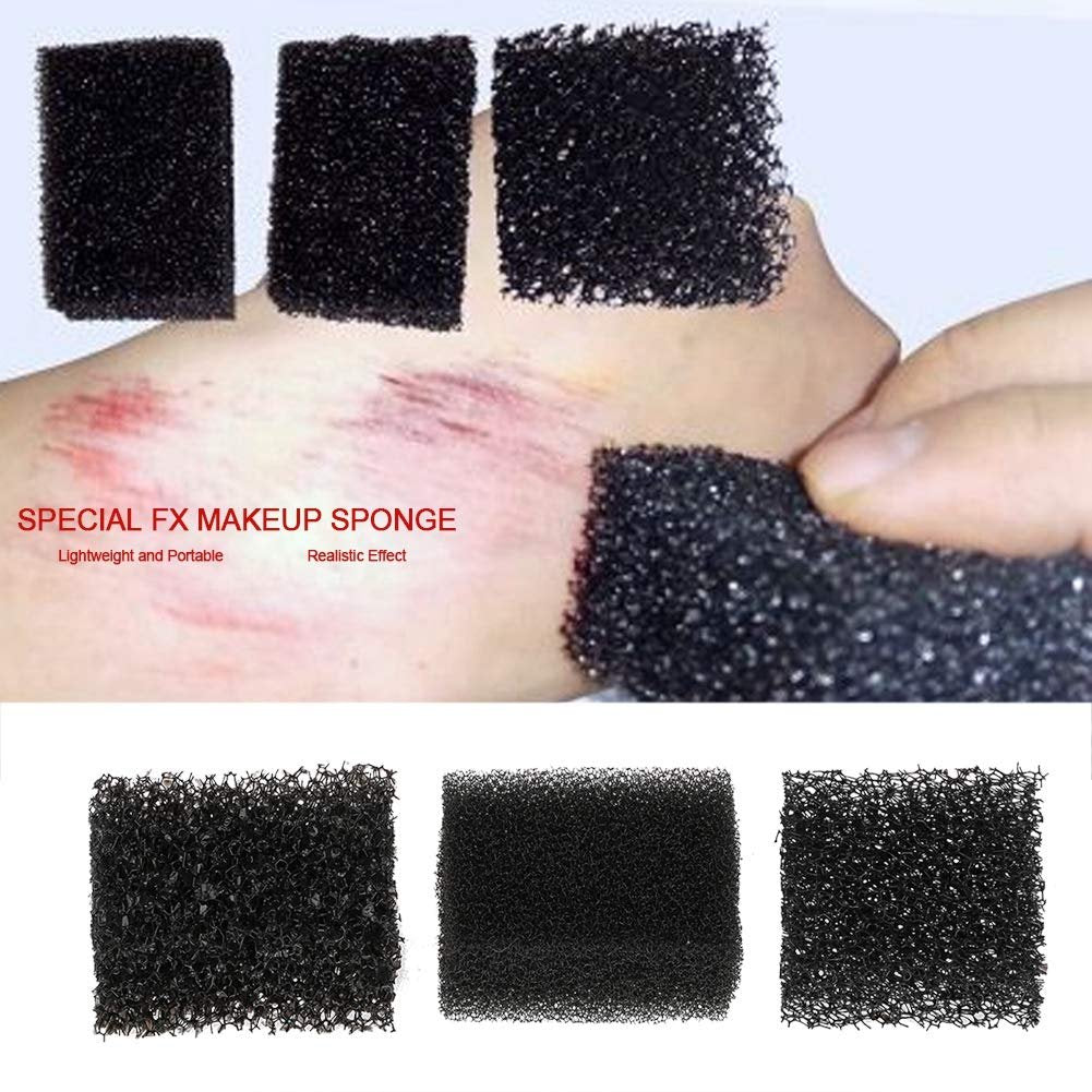 MEICOLY Stipple Sponge - 3-Pack Black Synthetic Makeup Sponges for Halloween SFX, Bruise, Blood, Scar, Stubble & Wound Effects - görsel 3