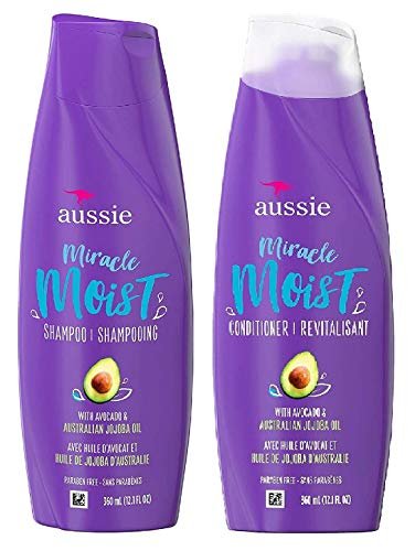 Aussie Miracle Moist Shampoo and Conditioner Set with Avocado & Australian Jojoba Oil - 12.1 fl oz Each