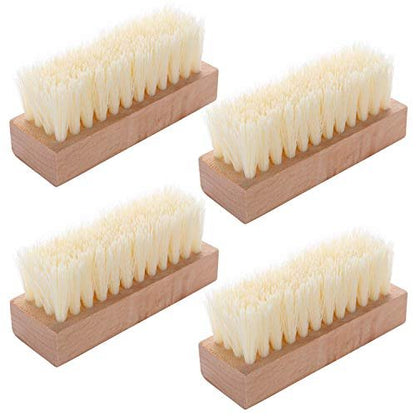 4-Pack Wooden Nail Brush - Sturdy Non-Slip Hand Scrub Brush for Fingernails and Toes