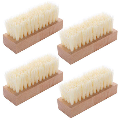 4-Pack Wooden Nail Brush - Sturdy Non-Slip Hand Scrub Brush for Fingernails and Toes