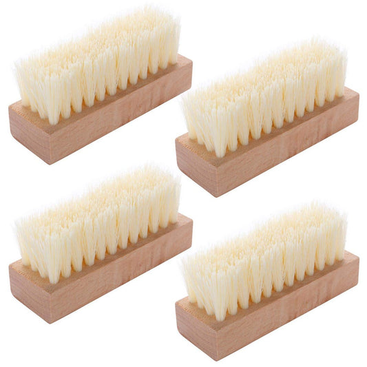 4-Pack Wooden Nail Brush - Sturdy Non-Slip Hand Scrub Brush for Fingernails and Toes