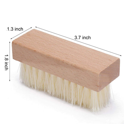 4-Pack Wooden Nail Brush - Sturdy Non-Slip Hand Scrub Brush for Fingernails and Toes