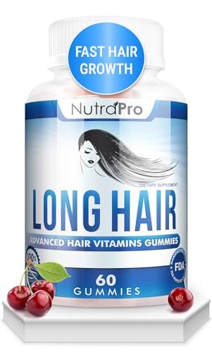 NutraPro Long Hair Gummies – Anti-Hair Loss Supplement for Faster Hair Growth, Thick & Voluminous Hair with Biotin & 10 Hair Vitamins for Men and Women (60 Count) Avelisse