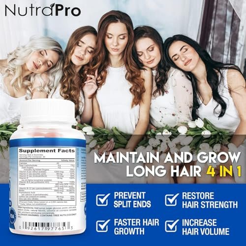 NutraPro Long Hair Gummies – Anti-Hair Loss Supplement for Faster Hair Growth, Thick & Voluminous Hair with Biotin & 10 Hair Vitamins for Men and Women (60 Count) Avelisse