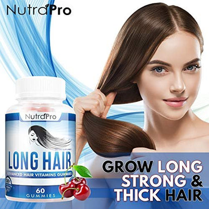 NutraPro Long Hair Gummies – Anti-Hair Loss Supplement for Faster Hair Growth, Thick & Voluminous Hair with Biotin & 10 Hair Vitamins for Men and Women (60 Count) Avelisse