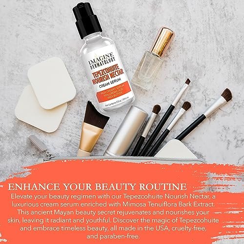 Tepezcohuite Nourish Nectar Concentrated Hyaluronic Acid Shea Butter Cream Serum Moisturizer - Mimosa Tenuiflora Bark Extract, Unscented, Paraben Free, Made in USA, 2 fl oz Avelisse