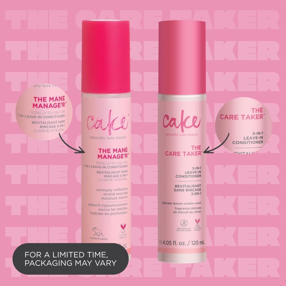Cake Beauty 3-in-1 Leave in Conditioner, The Care Taker – Moisturizing & Softening – With Coconut Oil, Biotin, Soy & Rice Proteins – For Dry/Normal Hair Types – 4 Fl Oz / 120 mL Avelisse