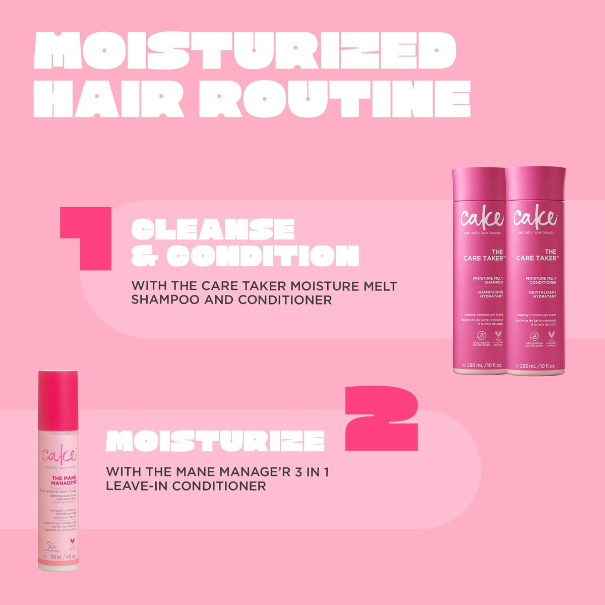 Cake Beauty 3-in-1 Leave in Conditioner, The Care Taker – Moisturizing & Softening – With Coconut Oil, Biotin, Soy & Rice Proteins – For Dry/Normal Hair Types – 4 Fl Oz / 120 mL Avelisse