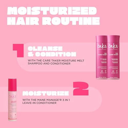 Cake Beauty 3-in-1 Leave in Conditioner, The Care Taker – Moisturizing & Softening – With Coconut Oil, Biotin, Soy & Rice Proteins – For Dry/Normal Hair Types – 4 Fl Oz / 120 mL Avelisse